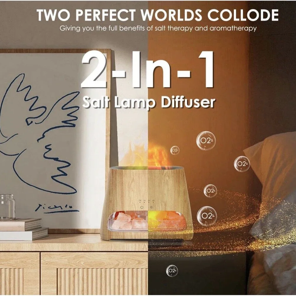 SALKING 2-in-1 Himalayan Salt Lamp Diffuser Cool Mist Humidifier Aromatherapy